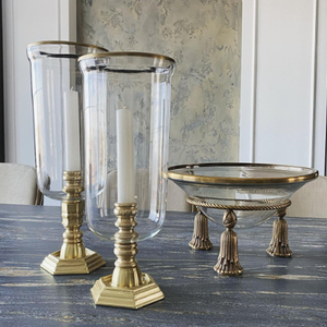 Ensemble de deux porte-bougies en métal antique finition or, éclairage d'intérieur, qualité exclusive, porte-bougies pour la maison et le jardin - Product Image 1