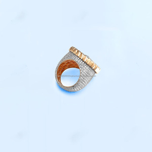 <b>Iced</b> Hip Hop Style 925 Sterling Silver Cluster <b>Ring</b> with Prong Setting Rhodium Plated for Engagement Anniversary Gift Occasion - Product Image 6