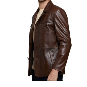 Nueva Chaqueta de Cuero Marrón Súper Elegante para Hombre, Cuello Alto, Totalmente Personalizada, 100% Piel de Vaca Original, Cierre de Cremallera, Impermeable - Product Image 2