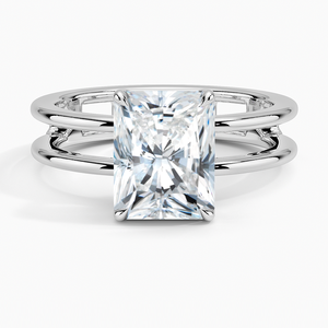 BOJ <b>Ring</b> 058 Radiant Cut 925 Silver Aimee Open Double Band & Rhodium Plated Wedding 2ct D Color VVS1 Moissanite GRA Certified - Product Image 1