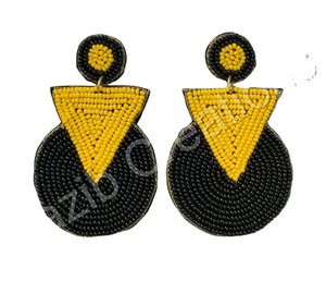 2024 Boho fait à la main perles de rocaille boucles d'oreilles Miyuki perlé Huggie boucles d'oreilles géométrie créative coloré à la mode accessoire de fête - Product Image 2