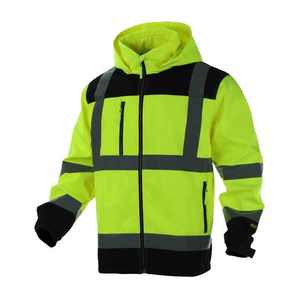 Chaqueta de Forro Polar con Capucha Reflectante de Alta Visibilidad para Hombre, Ropa de Trabajo Resistente al Viento, Abrigo de Seguridad para Invierno con Cierre de Cremallera - Product Image 2