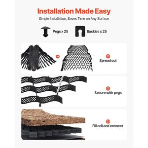 17.06 X 8.86 FT / 5200 X 2700 mm 1880 LBS per piede quadrato, profondità 3 pollici, contenitore geotessile permeabile per erba, ghiaia e pietrisco - Product Image 6