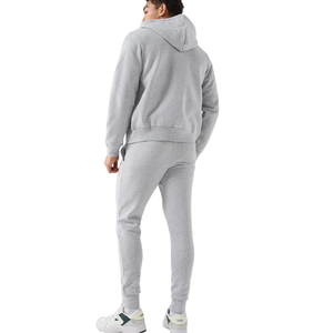 Ensemble de survêtement polaire pour homme avec cordon de serrage, poche kangourou, pantalon à revers et bordure côtelée, coupe décontractée, style sportswear urbain minimaliste, tenue OEM - Product Image 2