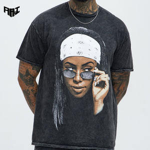 T-shirt unisexe surdimensionné vintage avec logo personnalisé, imprimé DTG, noir délavé, 100% coton, streetwear, fournisseur OEM ODM USA - Product Image 1