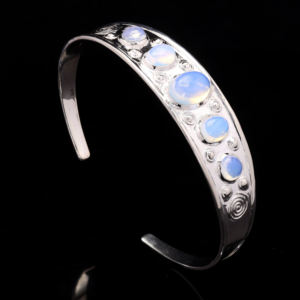 925 Sterling Silver Oxidized Ethiopian <b>Opal</b> Cuff <b>Bracelet</b> Stylish Handmade Bezel Setting - Product Image 3