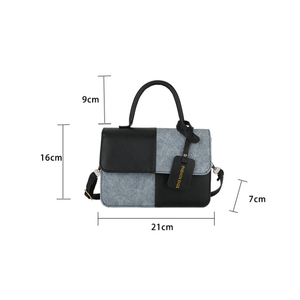 Fashion & Bags Women Handbag PU Leather Denim <b>Square</b> Crossbody Shoulder Bag With White Handle And Strap - Product Image 6