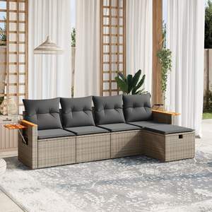 Conjunto de Sofás de Jardín de Ratán, Muebles de Exterior para 4 Personas con Almacenamiento, Diseño Contemporáneo - Product Image 1