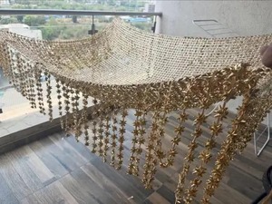Chadar de entrada de alta costura con flores de Gota para novia, en tendencia |   Toldo nupcial con borlas laterales para bodas indias |   Entrada de Haldi Mehndi - Product Image 5