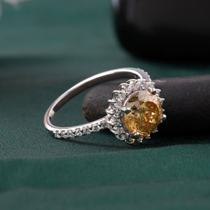 2.00 CT Fancy Yellow Portuguese Cut Lab Grown Diamond <b>Ring</b> with Prong Setting in 14K <b>Gold</b> <b>Cocktail</b> Statement - Product Image 2
