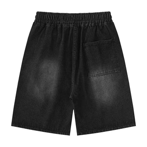 Shorts de Mezclilla Negros Desgastados para Hombre, Corte Recto, Cintura Media, Algodón, Estilo Casual Urbano de Verano - Product Image 6