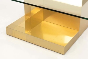 Mesa de centro de lujo de latón de nuevo diseño, estilo vintage neoclásico francés, con tapa redonda de cristal. - Product Image 3
