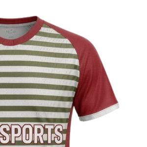 Maillot de handball rayé rouge et vert olive pour hommes, à manches courtes, en polyester, pour l'entraînement et les matchs, uniforme d'équipe, vêtements de sport - Product Image 5