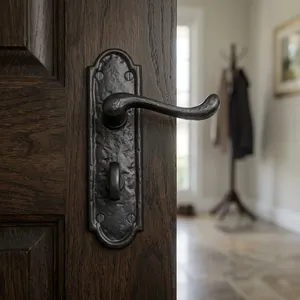 Most Selling <b>Black</b> Iron Lever Door Handle With Backplate Classic Design For Bedroom <b>Bathroom</b> Living Room Available For Sale - Product Image 3