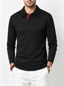 Custom <b>Men's</b> Solid Knitted Full Sleeve Embroidered Long Sleeve Golf Polo <b>Shirt</b> Spring Sports Casual Breathable Design Regular - Product Image 1