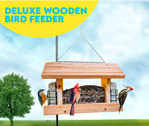 Mangeoire à oiseaux en bois, mangeoire suspendue naturelle pour extérieur - Product Image 3