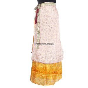 Ropa Hippie Bohemia para Mujer, Falda Tradicional de Playa, Falda Cruzada Reversible, Vestidos de Playa Estilo Sari Vintage - Product Image 4