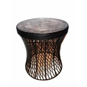 โต๊ะข้างอุตสาหกรรมทำมือจากไม้สักและเหล็กดัด ขายส่งโมราบาดับด - Product Image 1