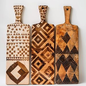 Tabla de Cortar de Bambú Hecha a Mano, Diseño Geométrico, Ecológica, Tabla de Picar para Cocina, Tabla de Preparación de Alimentos de Madera Natural, Venta al Por Mayor - Product Image 1