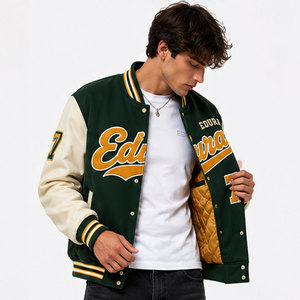 Custom Logo Varsity <b>Jacket</b> with Leather Sleeves Chenille Embroidered College Baseball Coat <b>Black</b> Streetwear Bomber in US Sizes - Product Image 4
