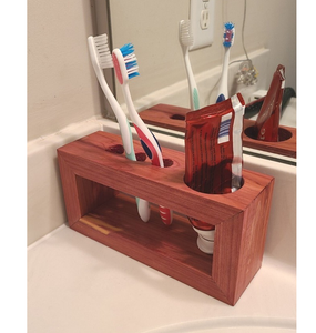 Wooden tooth Brush Holder natural Wooden Color For <b>Bathroom</b> Storage With Easy To Clean Smooth Surface Design - Product Image 1