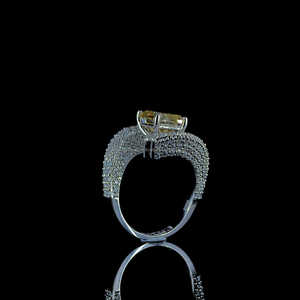 925 Starling Silver 3,02 Esmeralda Fancy Vivid Yellow Wedding Studded VS1 IGI Certified Moissanite Anillo de compromiso de diamantes - Product Image 4