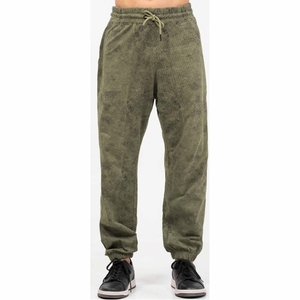 Men's Olive Green Corduroy Sweatpants Elastic Waist <b>Drawstring</b> Closure Casual Jogger Pants winter Wear - Product Image 1