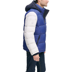 Puffer <b>Jacket</b> 100% Nylon Stand Collar Patchwork Design Hooded - Product Image 4