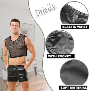 Shorts en cuir imprimé, style athlétique populaire pour l'été, streetwear avec taille élastique, en cuir de vachette. - Product Image 4