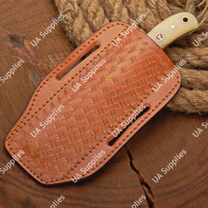 Couteau de cowboy occidental de haute qualité en acier Damas, ultra-affûté, avec manche en bois, étui Pancake, 4 lames modernes de survie - Product Image 6