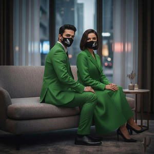 ชุดสูทลำลองผู้หญิงทรงสลิม ดีไซน์ล่าสุด กระดุมสองแถว ผ้าทอผสมคอตตอนและโพลีเอสเตอร์ สำหรับงานทางการและธุรกิจ - Product Image 5