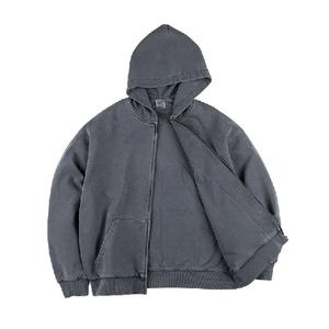 Sudaderas con capucha desgastadas lavadas con ácido de gran tamaño para hombre, sudaderas con capucha vintage de gran tamaño rasgadas, venta al por mayor, peso pesado - Product Image 2