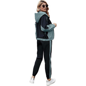 Vêtements de sport, ensembles de jogging deux pièces, légers, extensibles dans quatre directions, avec fermeture éclair, design tendance pour femmes, dernières tendances, unis - Product Image 2
