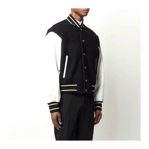 2025 Wholesale <b>Men</b> Custom Wool Canvas Baseball Varsity <b>Jacket</b> Stand Collar Cartoon Pattern Custom Logo-Bulk Quantity Low Price - Product Image 4
