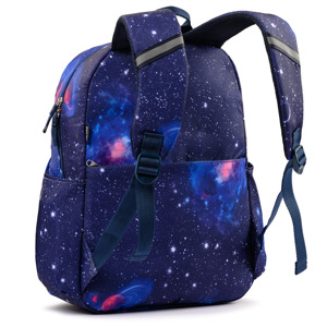 Galaxy Print Student <b>Backpack</b> 15 Inches Multiple Pockets Zipper Closure Unisex Fashion Day <b>Backpack</b> Polyester Material - Product Image 5