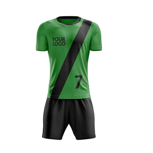 ชุดเสื้อฟุตบอลผู้ชายสั่งทำพิเศษ สีเขียวดำลายทาง พิมพ์ลายแบบ Sublimation ระบายอากาศได้ดี กางเกงขาสั้นโพลีเอสเตอร์ คอกลม ทรงสปอร์ต เหมาะกับทุกฤดูกาล - Product Image 2