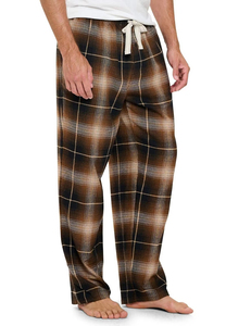Personalized Logo Embroidery Men's Loose Fit 100% Cotton Sleep Pants Plaid Pattern <b>Pajama</b> Bottoms for Adults Lightweight - Product Image 4
