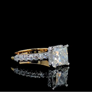 3 CTW Lab Grown Diamond Princess Cut Engagement <b>Ring</b> IGI Certified <b>14K</b> Solid <b>Gold</b> - Product Image 1