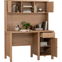 Escritorio Funcional Color Roble RHODES con Estantes de Almacenamiento, Gran Capacidad, Mesa de Estudio Moderna para Estudiantes, Muebles para el Hogar
