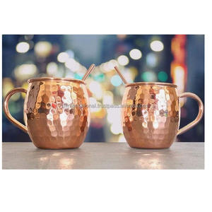 แก้วมักมอสโกมิวล์ทำจากทองแดง,พร้อมด้ามจับทองแดงตอกด้วยวัสดุขัดเงา2ชิ้นสำหรับใช้ในบ้าน - Product Image 5