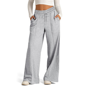 Pantalones deportivos acampanados de pierna ancha para mujer, con cordón, transpirables, de secado rápido, para primavera, corte regular, 100% algodón, para yoga - Product Image 1