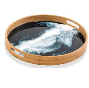 Plateau de service en rotin de forme arrondie pour café, cuisine, table, décoration, aliments, collations, desserts - Product Image 4