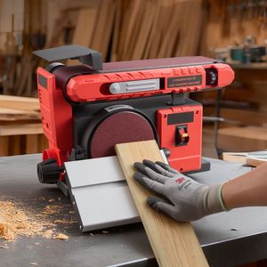 Levigatrice Professionale a Nastro e Disco da 400W, Disco da 6 Pollici e Nastro da 4 Pollici x 36 Pollici, Tavolo di Lavoro Regolabile 0-45 Gradi - Product Image 3