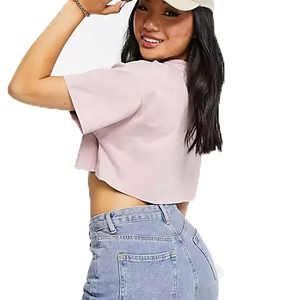 Custom Logo Women Crop Top T Shirts Breathable Cotton Casual Summer Wear Ladies Streetwear Fashion OEM ODM Manufacturer Pakistan - Product Image 5