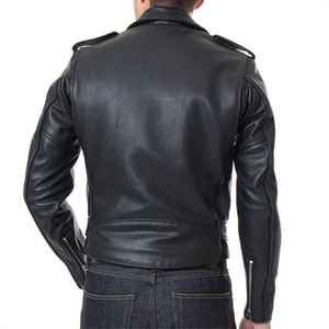Veste de motard en cuir véritable pour homme de qualité supérieure, coupe classique slim, noire, avec ceinture et fermetures éclair, veste d'extérieur - Product Image 3