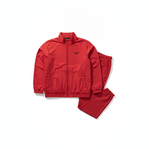 Conjunto Deportivo Rojo para Mujer, Chaqueta con Cierre y Cuello Alto, Estilo Deportivo, Color Sólido, Tejido de Poliéster, para Otoño - Product Image 1