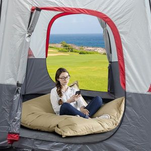 Tenda 430*430*210cm in Tessuto Poliestere Rosso e Bianco con Pali in Fibra di Vetro, Capacità 14 Persone per Campeggio all'Aperto - Product Image 5