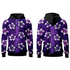 Sudadera con Capucha Floral Morada para Hombre, Estampado por Sublimación, Corte Regular Informal, Tejido de Poliéster, Ropa de Otoño - Product Image 1