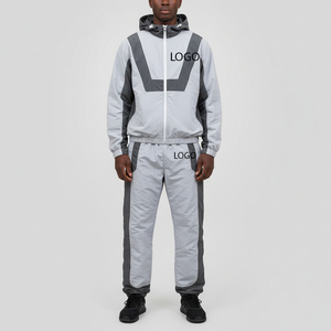 Ensemble de survêtement décontracté d'hiver pour homme, coupe oversize, couleur unie, avec fermeture éclair, en nylon, style streetwear, tendance 2026, personnalisable - Product Image 1