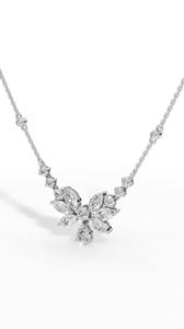 Collar con Diamantes Cultivados en Laboratorio con Corte Pera y Marquise, en Oro de 14K, Color Incoloro, VVS, Colgante Solitario, Cadena Delicada - Product Image 6